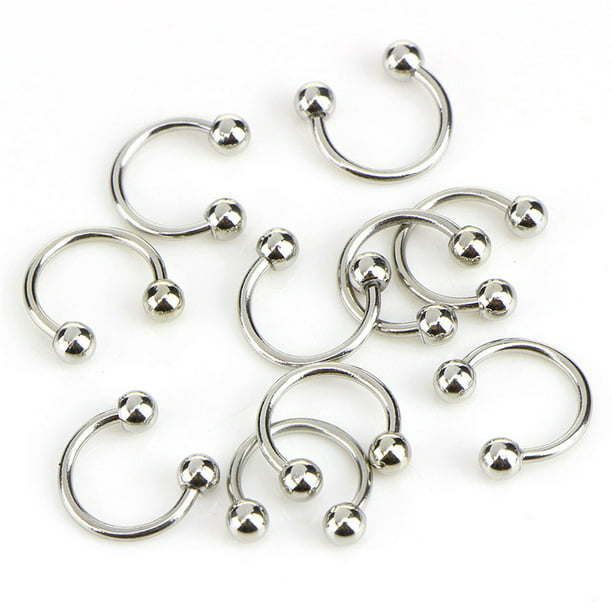Stainless Steel O Ring Dangle Crystal Ear Weights with 18g Hooks  and Silver Plated Black and White Crystal Shields